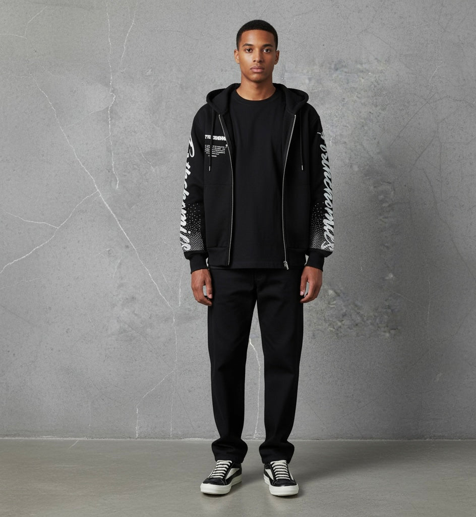 Rhinestone zip Hoodie