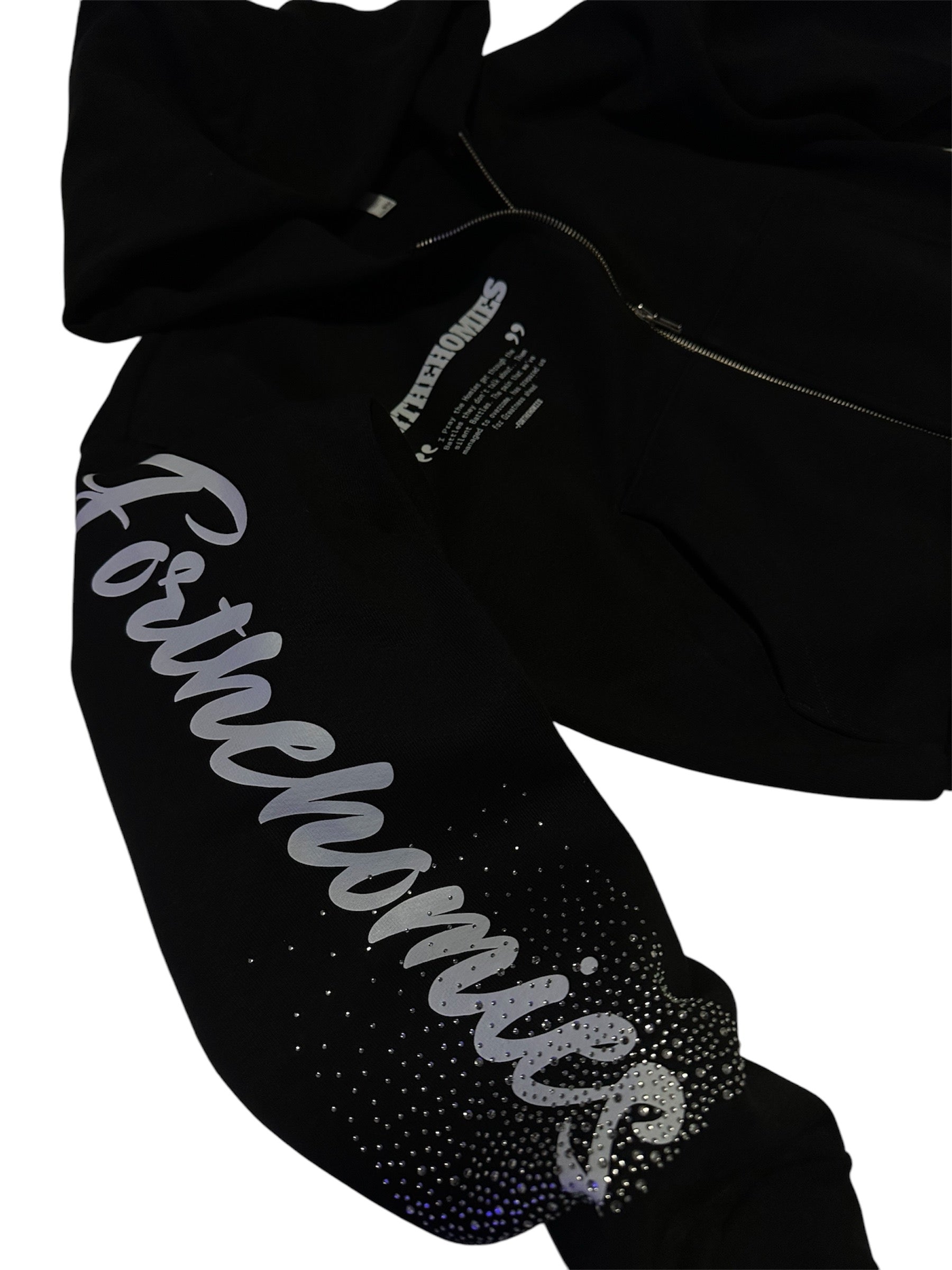 Rhinestone zip Hoodie
