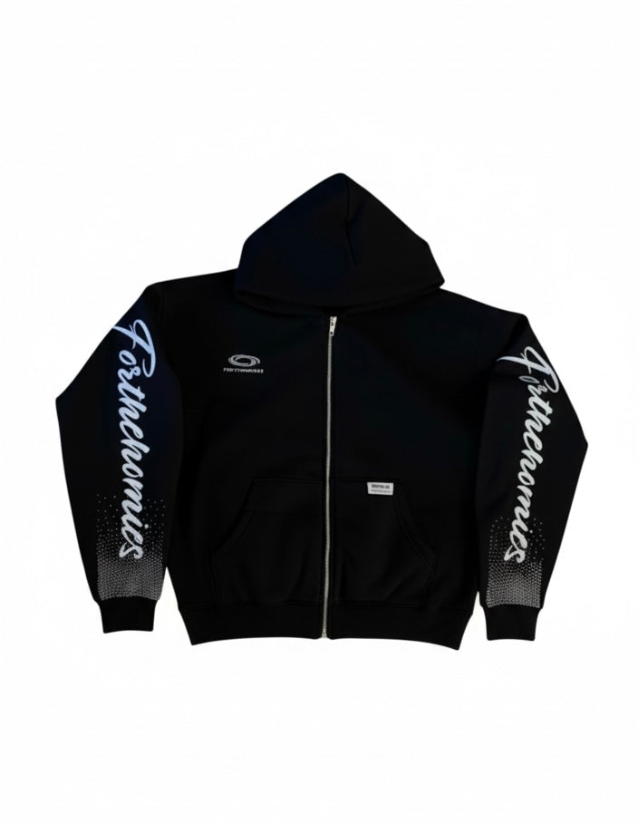 Rhinestone zip Hoodie